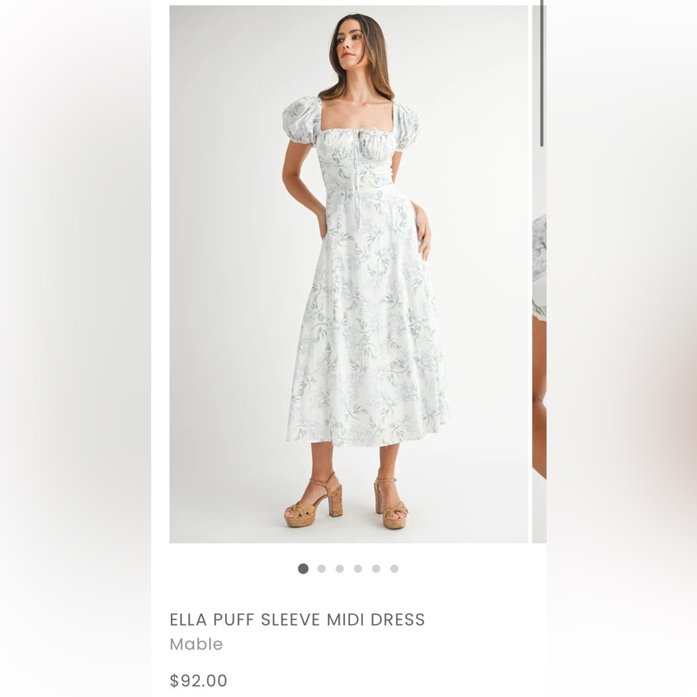 Ella puff sleeve midi dress by Mable NWT size medium